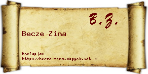 Becze Zina névjegykártya